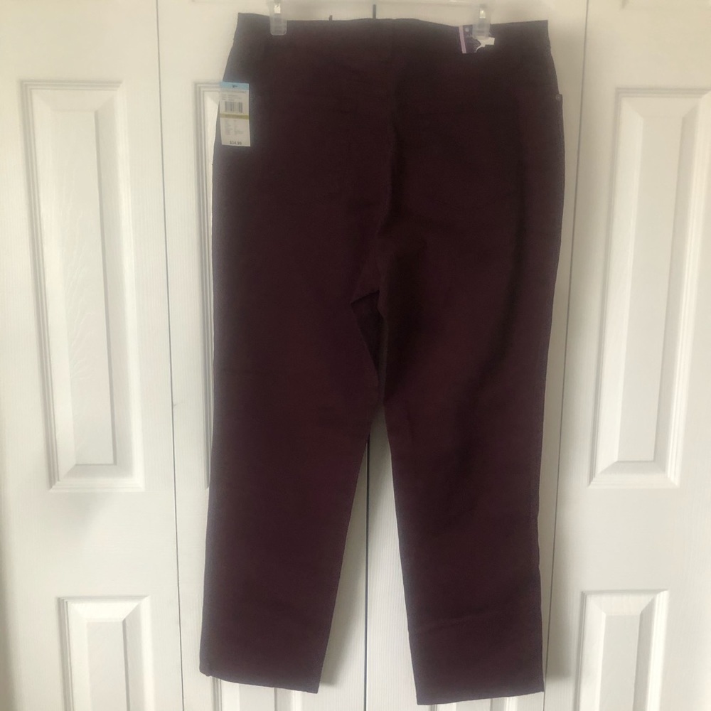 Gloria Vanderbilt Amanda Burgundy 5 Pocket Jean Size 14 Short - Picture 3 of 6